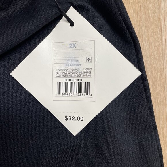 AVA & VIV PULL ON PANTS FRONT SEAM SPLIT HEM HIGH RISE STRETCH SIZE 2X BLACK - Picture 8 of 13